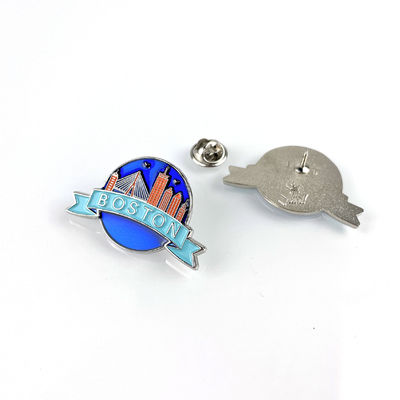 Mua Thiết kế độc đáo thành phố mịn quảng cáo huy hiệu pin với in Offset và vật liệu xả cát bạc sản xuất trực tuyến