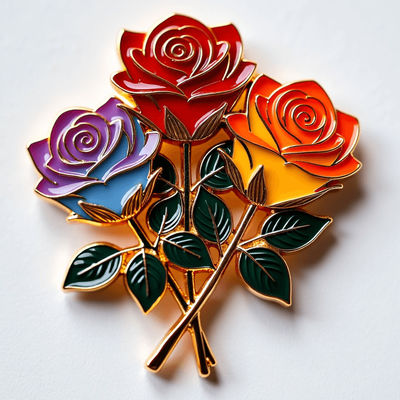 Zinc hợp kim Rose Bouquet từ tính tủ lạnh với lá kim loại